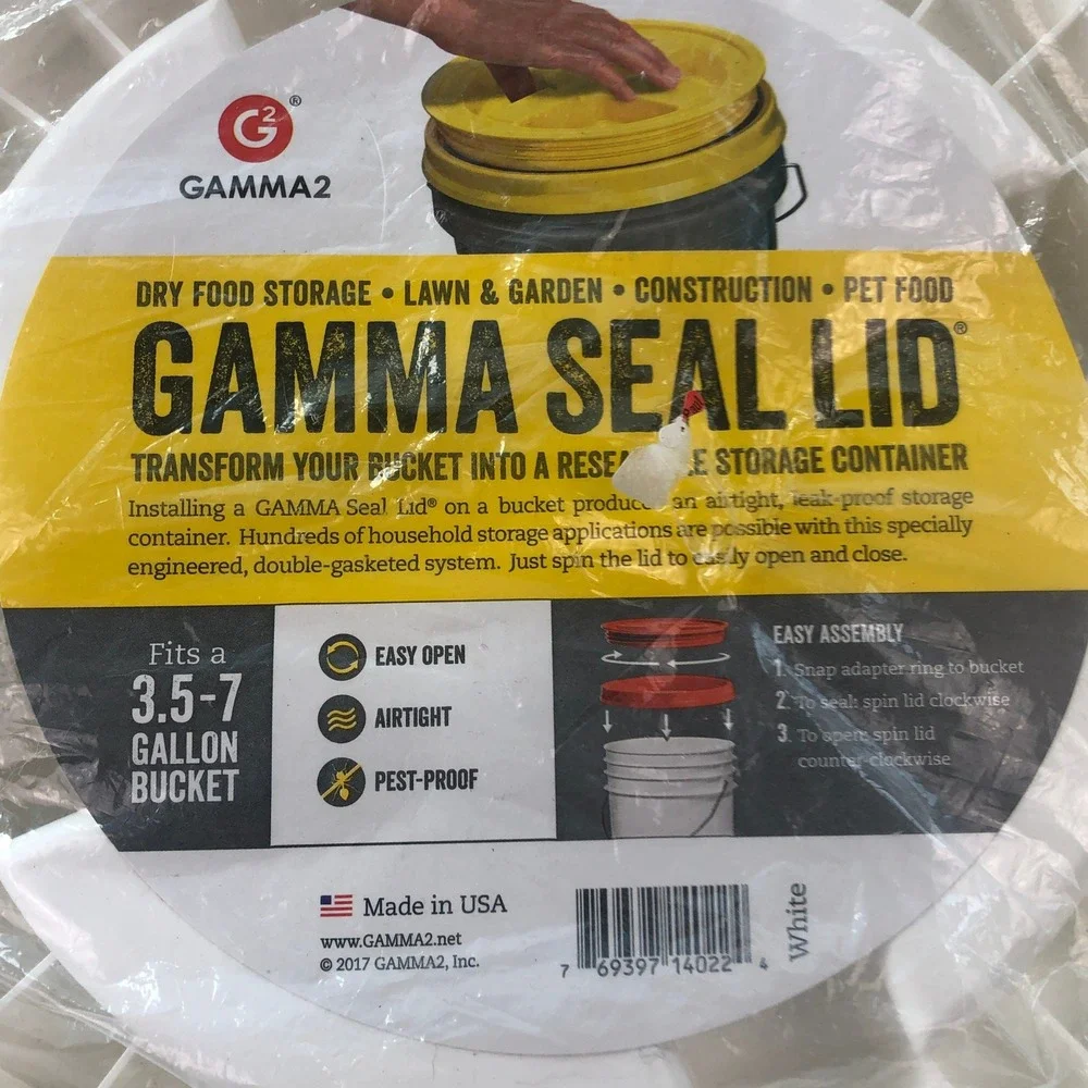 Gamma2 Gamma Seal Lid White for 3.5-7 Gallon Buckets Airtight Pet Food Storage